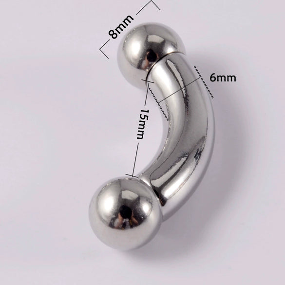 Stainless Steel Geometric Curved Rod Inner Tooth Ear Enlarged Earrings For Body Puncture