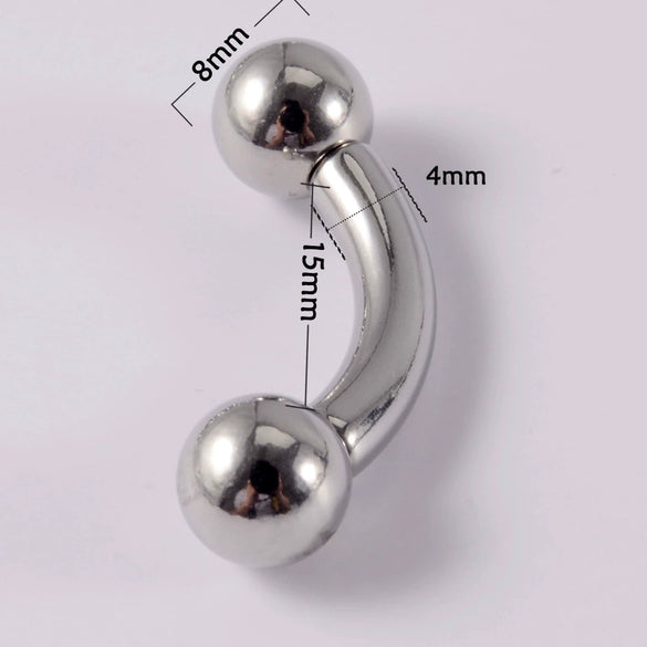 Stainless Steel Geometric Curved Rod Inner Tooth Ear Enlarged Earrings For Body Puncture
