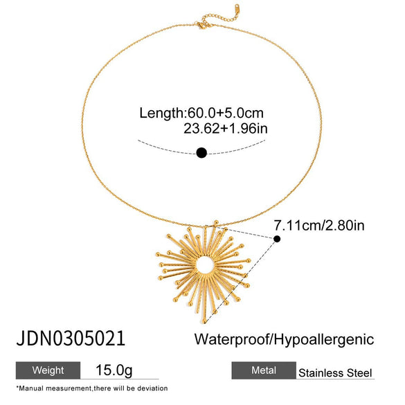 Stainless Steel Geometric Cut Out Pendant Necklace For Women Electroplated O Word Chain