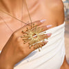Stainless Steel Geometric Cut Out Pendant Necklace For Women Electroplated O Word Chain