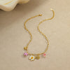 Stainless Steel Geometric Daisy Butterfly Pendant Necklace With Electroplating Fashion Style