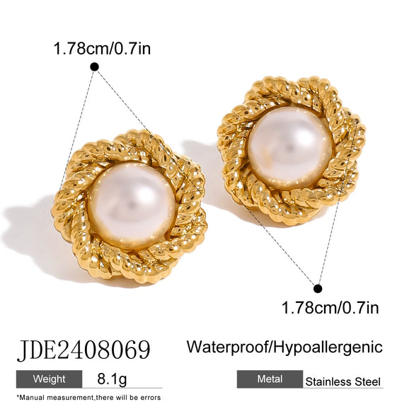 Stainless Steel Geometric Design Electroplated Flower Bead Earrings For Women
