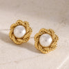 Stainless Steel Geometric Design Electroplated Flower Bead Earrings For Women