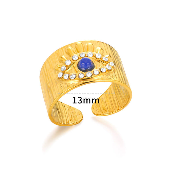 Stainless Steel Geometric Devil's Eye Electroplated Fashion Ring