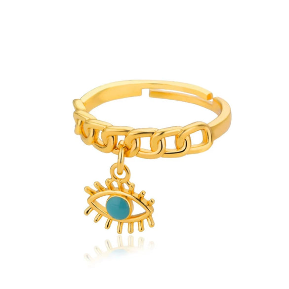 Stainless Steel Geometric Devil's Eye Electroplated Fashion Ring