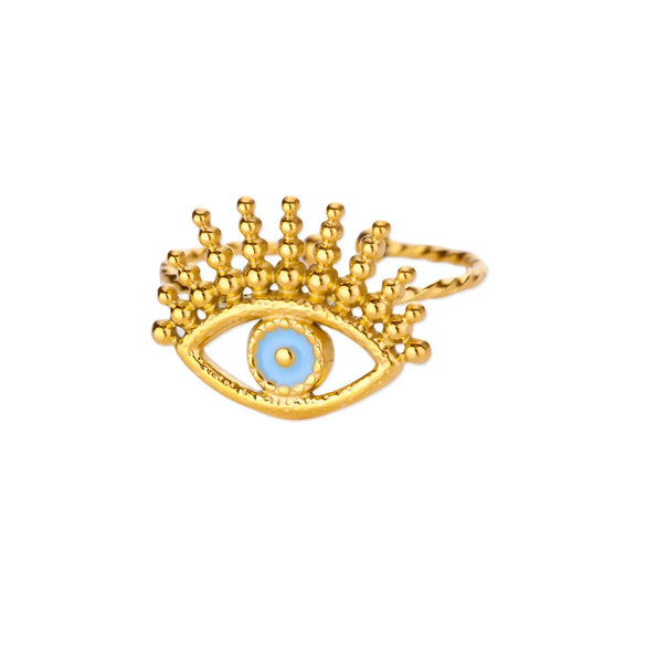 Stainless Steel Geometric Devil's Eye Electroplated Fashion Ring