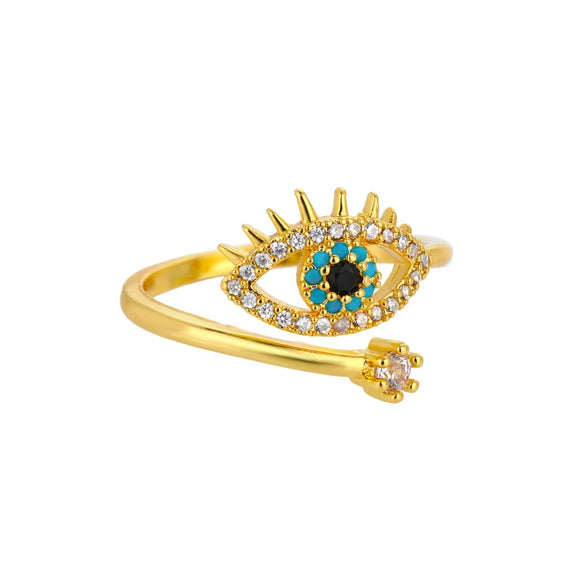 Stainless Steel Geometric Devil's Eye Electroplated Fashion Ring