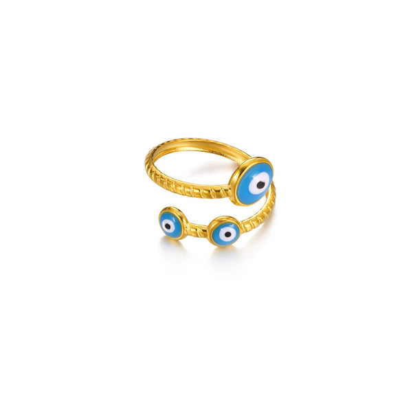 Stainless Steel Geometric Devil's Eye Electroplated Fashion Ring