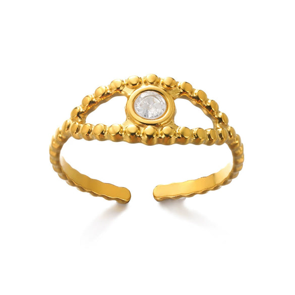 Stainless Steel Geometric Devil's Eye Electroplated Fashion Ring