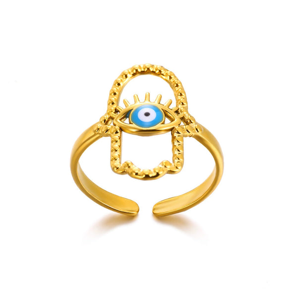 Stainless Steel Geometric Devil's Eye Electroplated Fashion Ring