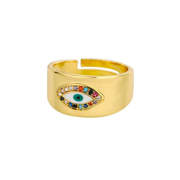 Stainless Steel Geometric Devil's Eye Electroplated Fashion Ring