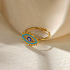 Stainless Steel Geometric Devil's Eye Open Adjustable Ring With Electroplating