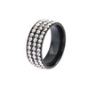 Stainless Steel Geometric Diamond Accent Ring For Women And Couples Fashion Three Row Jewelry