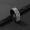 Stainless Steel Geometric Diamond Accent Ring For Women And Couples Fashion Three Row Jewelry