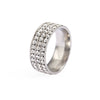 Stainless Steel Geometric Diamond Accent Ring For Women And Couples Fashion Three Row Jewelry