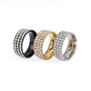 Stainless Steel Geometric Diamond Accent Ring For Women And Couples Fashion Three Row Jewelry