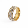 Stainless Steel Geometric Diamond Accent Ring For Women And Couples Fashion Three Row Jewelry