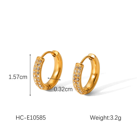Stainless Steel Geometric Diamond Earrings For Women With Electroplating Style