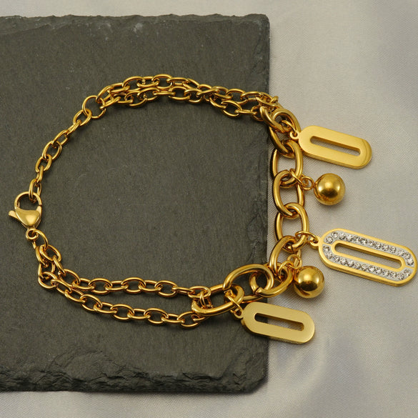 Stainless Steel Geometric Diamond Electroplated Fashion Unisex Bracelet