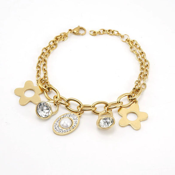 Stainless Steel Geometric Diamond Electroplated Fashion Unisex Bracelet