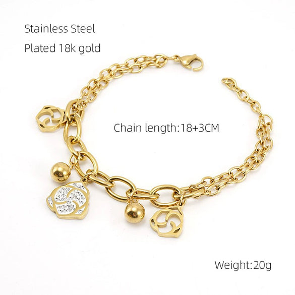 Stainless Steel Geometric Diamond Electroplated Fashion Unisex Bracelet