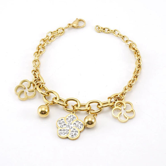 Stainless Steel Geometric Diamond Electroplated Fashion Unisex Bracelet