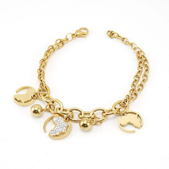 Stainless Steel Geometric Diamond Electroplated Fashion Unisex Bracelet