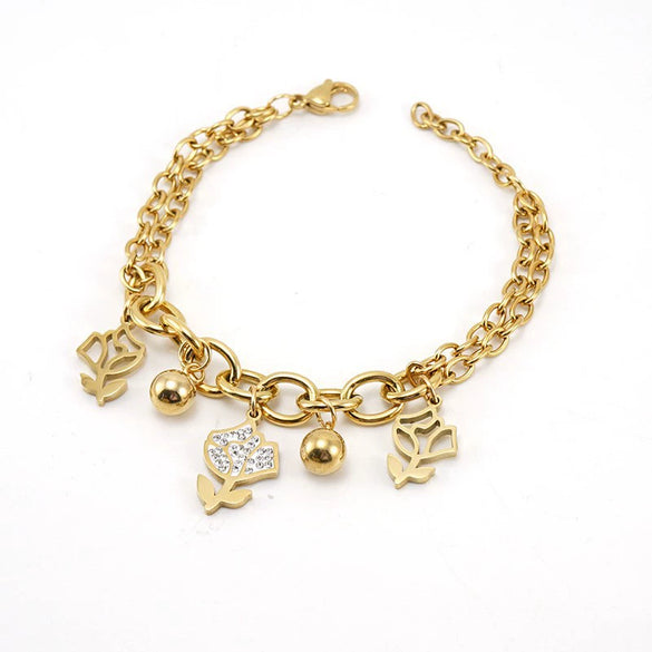Stainless Steel Geometric Diamond Electroplated Fashion Unisex Bracelet