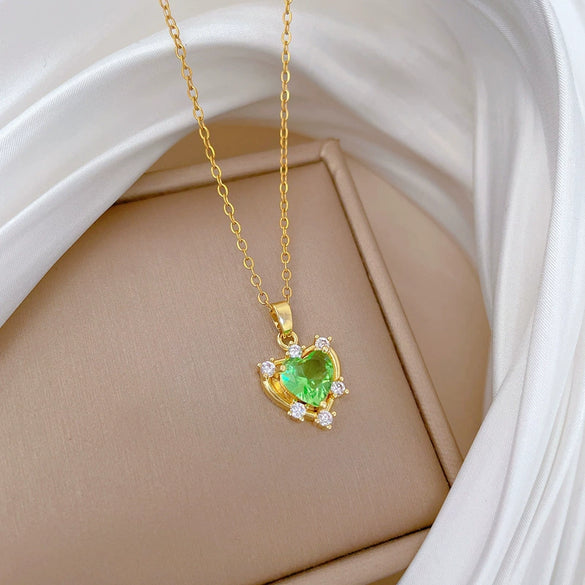 Stainless Steel Geometric Diamond Necklace For Women With Copper Pendant Light Luxury Elegant Gorgeous Style