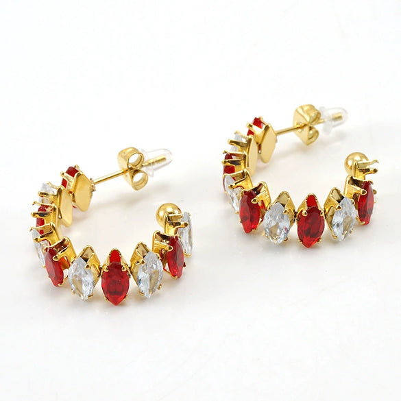 316L Stainless Steel Geometric Diamond Plated 18K Gold Women's Earrings