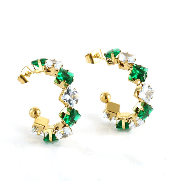 316L Stainless Steel Geometric Diamond Plated 18K Gold Women's Earrings