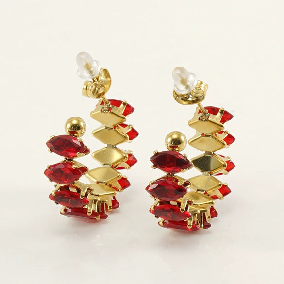 316L Stainless Steel Geometric Diamond Plated 18K Gold Women's Earrings