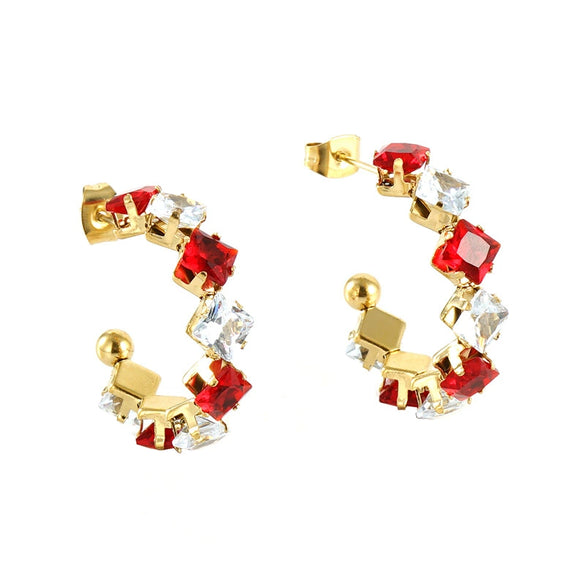 316L Stainless Steel Geometric Diamond Plated 18K Gold Women's Earrings