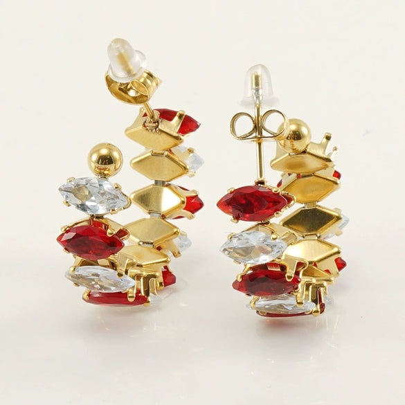 316L Stainless Steel Geometric Diamond Plated 18K Gold Women's Earrings