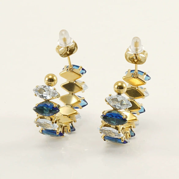 316L Stainless Steel Geometric Diamond Plated 18K Gold Women's Earrings