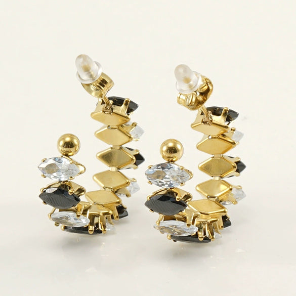 316L Stainless Steel Geometric Diamond Plated 18K Gold Women's Earrings