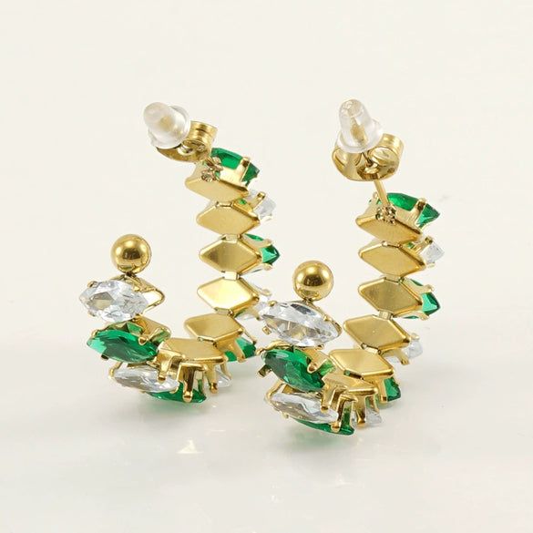 316L Stainless Steel Geometric Diamond Plated 18K Gold Women's Earrings