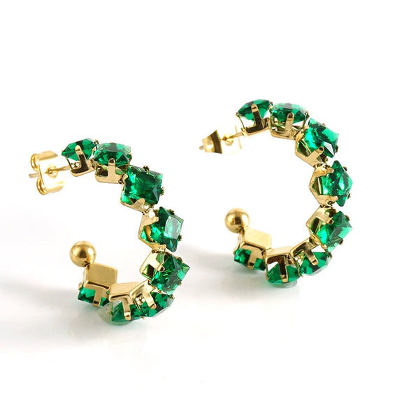 316L Stainless Steel Geometric Diamond Plated 18K Gold Women's Earrings