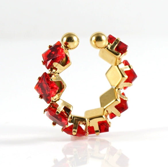 316L Stainless Steel Geometric Diamond Ring For Women Fashion Jewelry