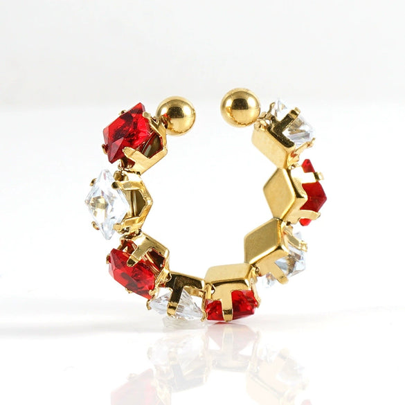 316L Stainless Steel Geometric Diamond Ring For Women Fashion Jewelry