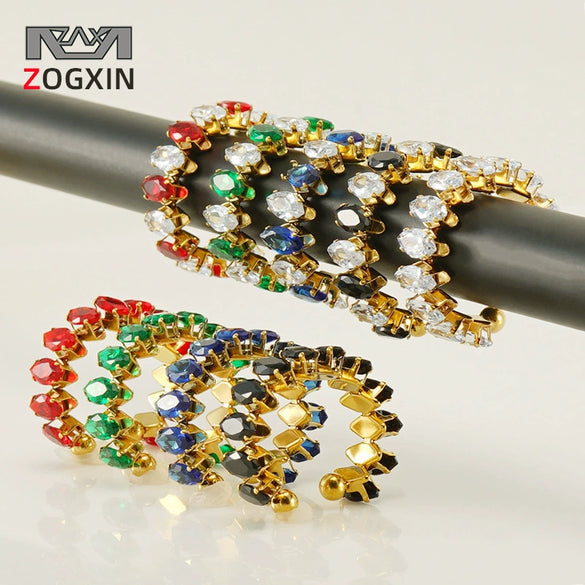 316L Stainless Steel Geometric Diamond Ring For Women Fashion Jewelry