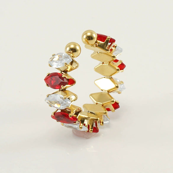 316L Stainless Steel Geometric Diamond Ring For Women Fashion Jewelry