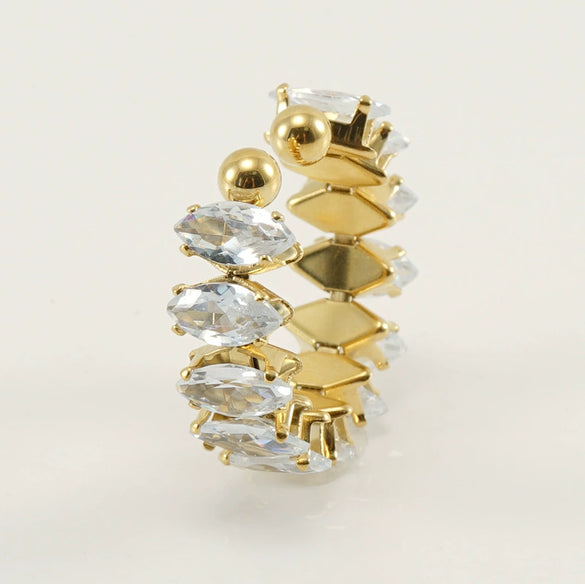 316L Stainless Steel Geometric Diamond Ring For Women Fashion Jewelry