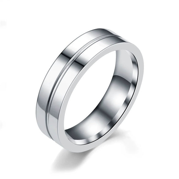 Stainless Steel Geometric Diamond Ring Simple Fashion Couple Band Unisex Jewelry