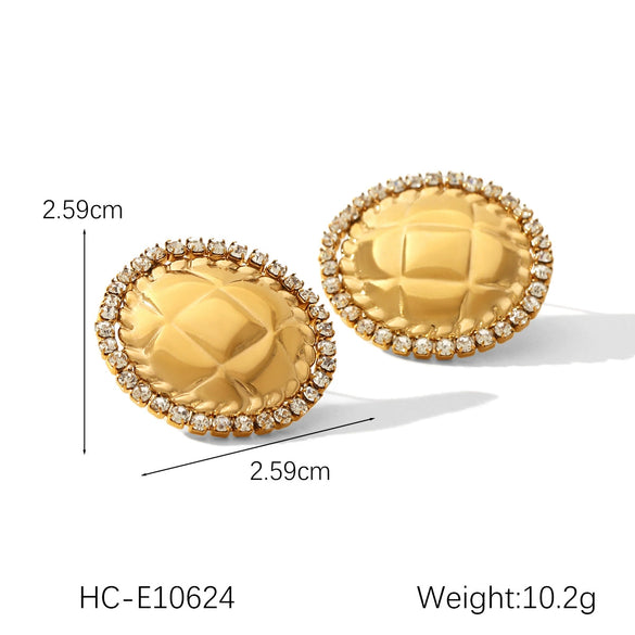 Stainless Steel Geometric Diamond Stud Earrings