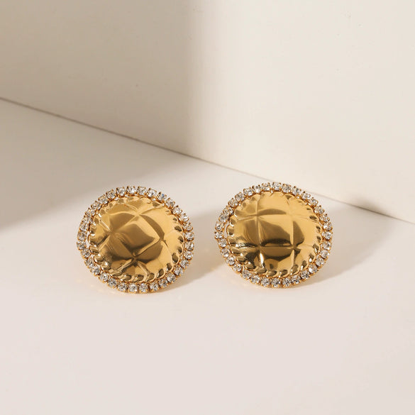 Stainless Steel Geometric Diamond Stud Earrings