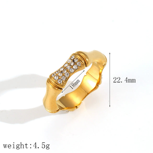 Stainless Steel Geometric Diamondencrusted Bracelet And Ring Set Highgrade Style