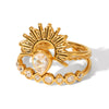 Stainless Steel Geometric Diamondencrusted Stacking Rings For Women
