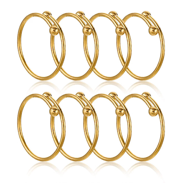 Stainless Steel Geometric Double Beads Gold Beans Cross Opening Ring 18K Gold Plated Electroplated