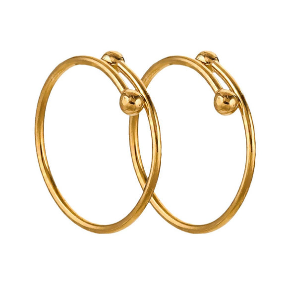Stainless Steel Geometric Double Beads Gold Beans Cross Opening Ring 18K Gold Plated Electroplated